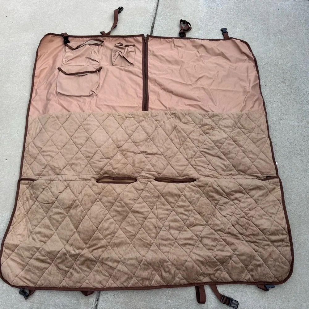 Brown Quilted Dog Car Seat Cover
